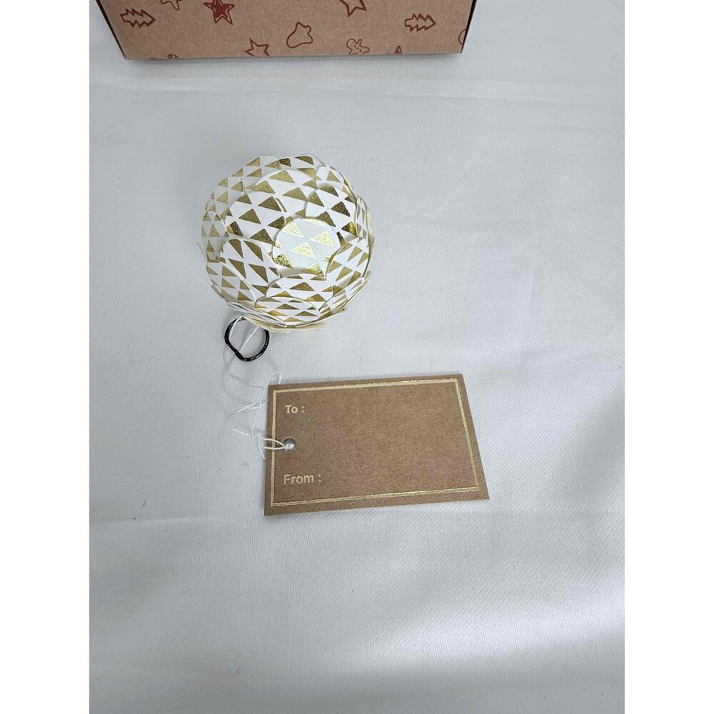 Ornaments with Brown Gift Tag To From Fields Attached String